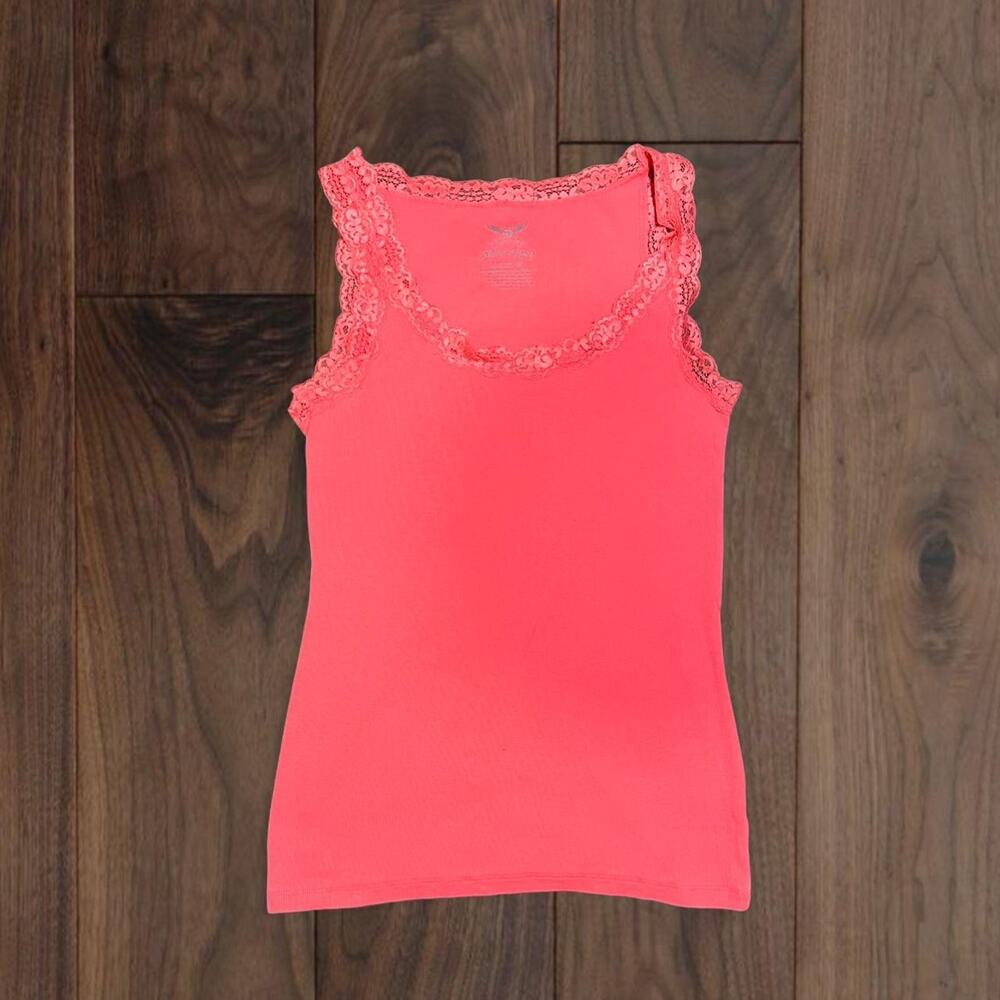 Y2k faded glory summer coral lace tank top